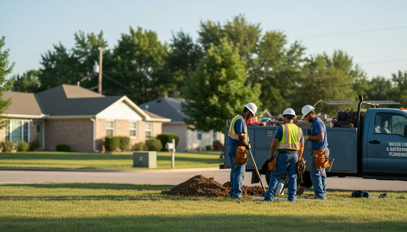 Residential water line and bathroom plumbing service in Lopeno, TX